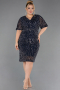 Midi Navy Blue Plus Size Cocktail Dress ABK2704