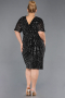 Midi Black Plus Size Cocktail Dress ABK2704