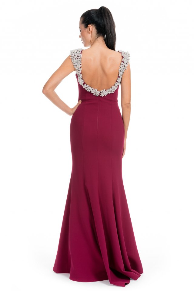 Long Plum Evening Dress GG6675 | Abiyefon.com