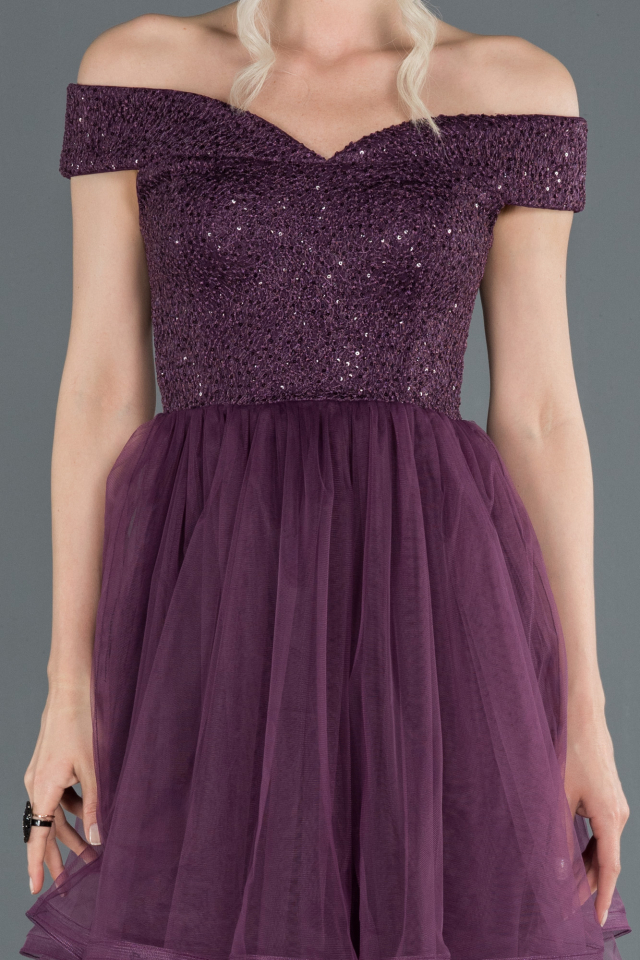 Dark purple clearance short prom dresses