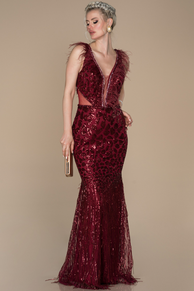 maroon engagement dress