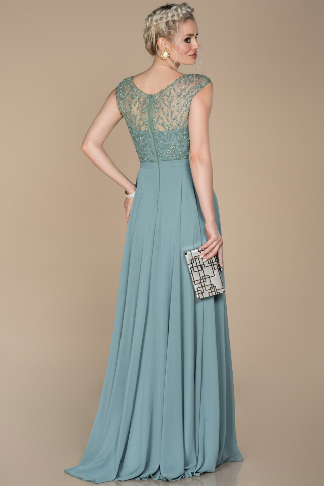teal engagement dress 3D Flowers V Neck Teal Tulle Fairy Evening Dress