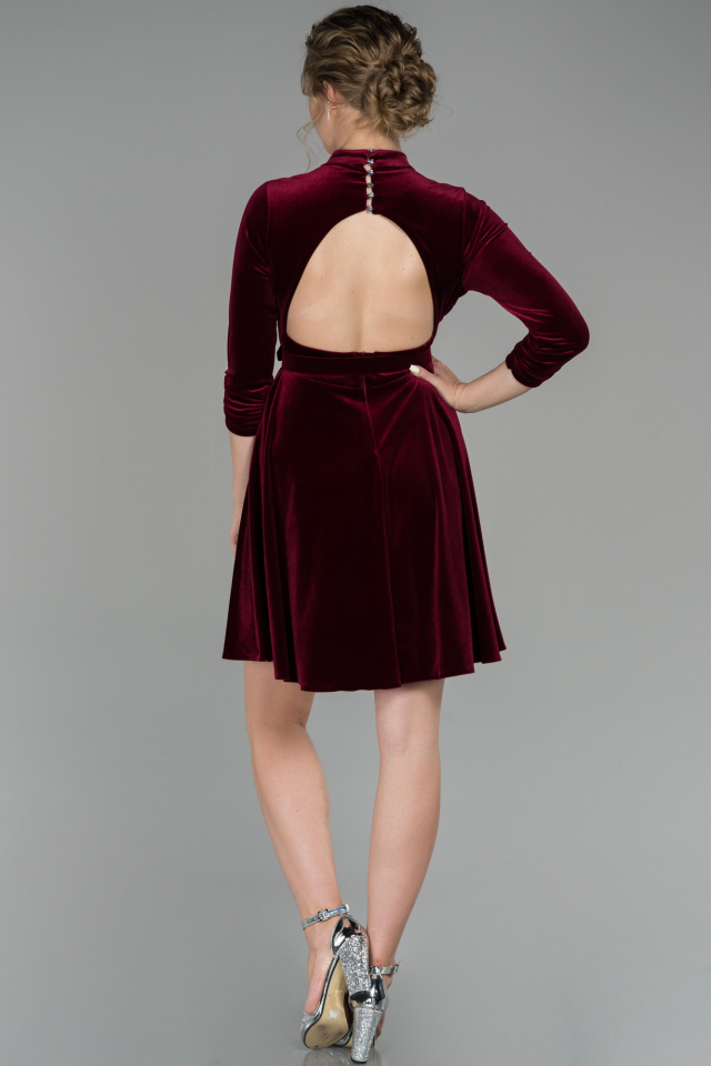 Short Burgundy Velvet Dress Abk871 Abiyefon Com