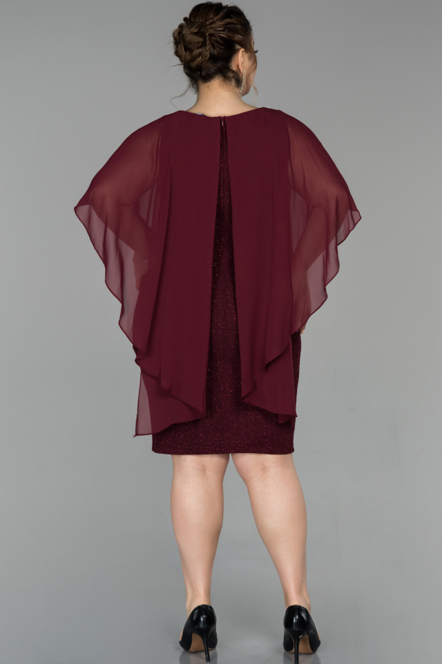 Short Burgundy Chiffon Plus Size Evening Dress ABK1341 | Abiyefon.com