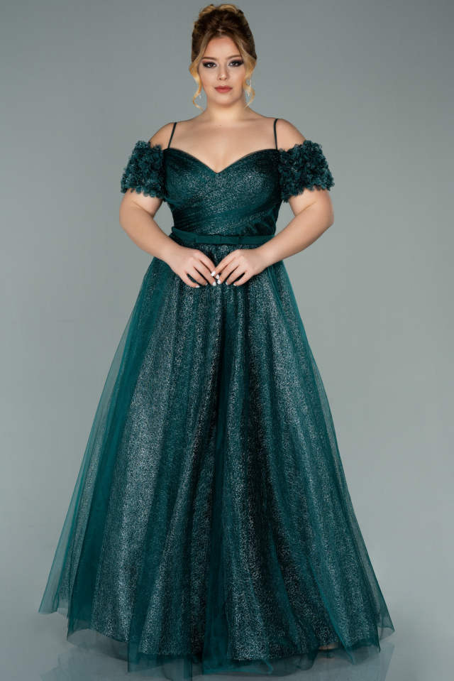 Emerald Green Long Oversized Evening Dress ABU1500 | Abiyefon.com