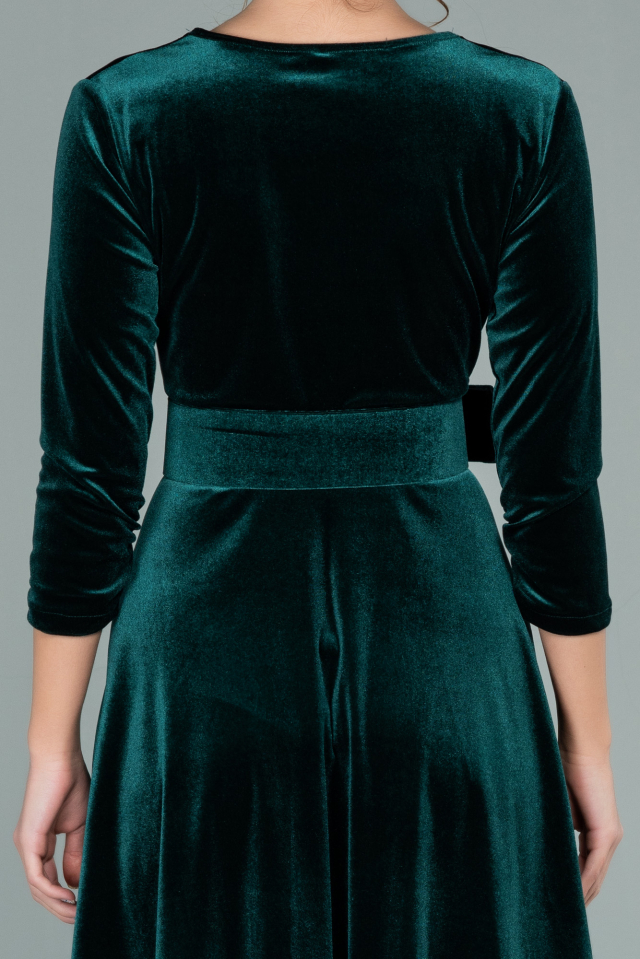 Short Emerald Green Velvet Invitation Dress ABK1179 | Abiyefon.com