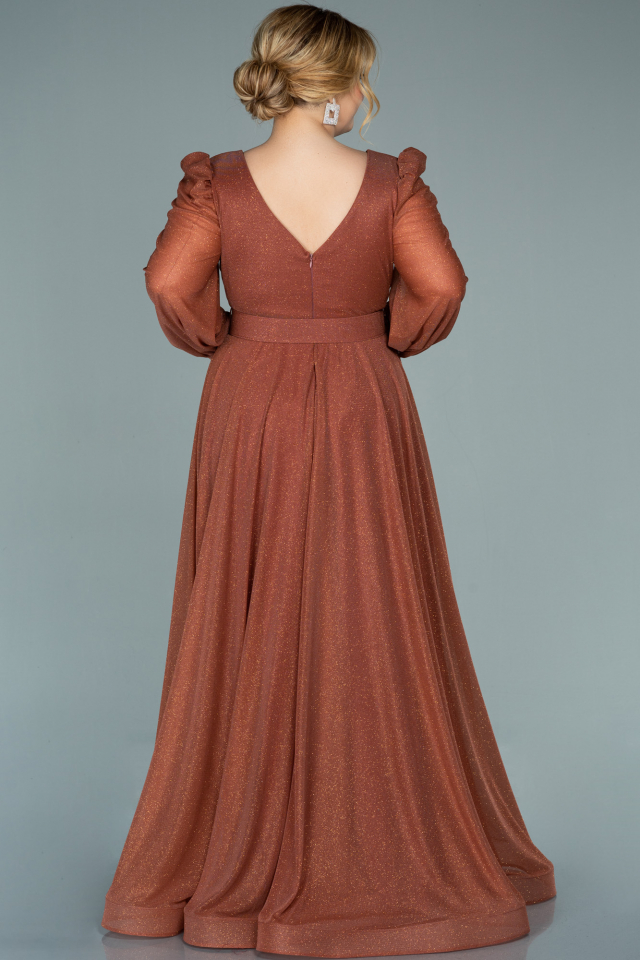 Long Light Brown Plus Size Evening Dress ABU2104 | Abiyefon.com