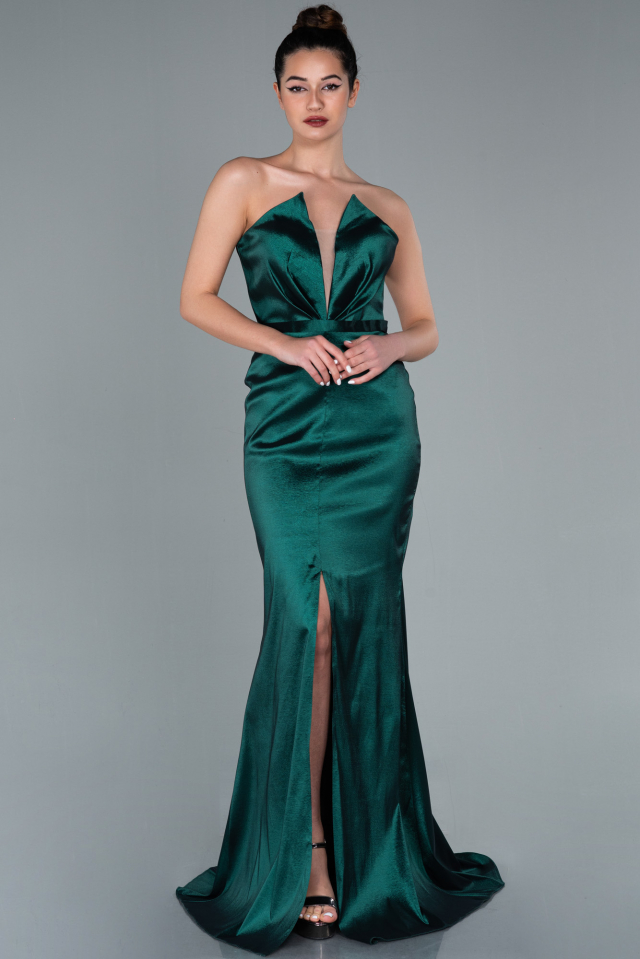 Long Emerald Green Lycra Taffeta 