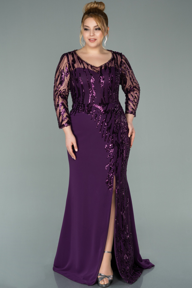 Long Purple Chiffon Plus Size Evening Dress ABU2199 | Abiyefon.com Long Purple Chiffon Plus Size Evening Dress ABU2199 | Abiyefon.com