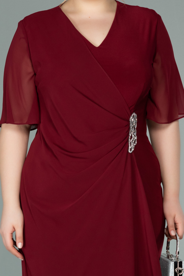 Short Burgundy Chiffon Evening Dress ABK1294 | Abiyefon.com