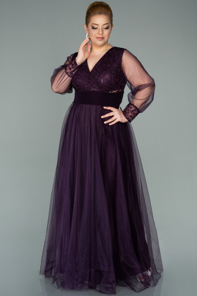 Long Purple Plus Size Evening Dress ABU2196 