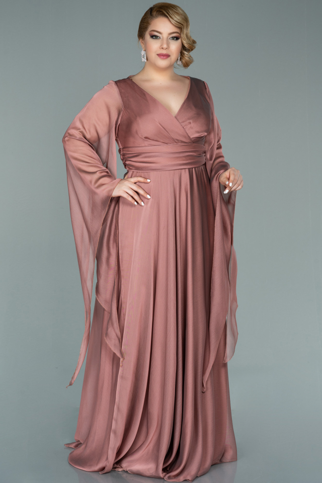 Long Onion Skin Chiffon Plus Size Evening Dress ABU2246 | Abiyefon.com