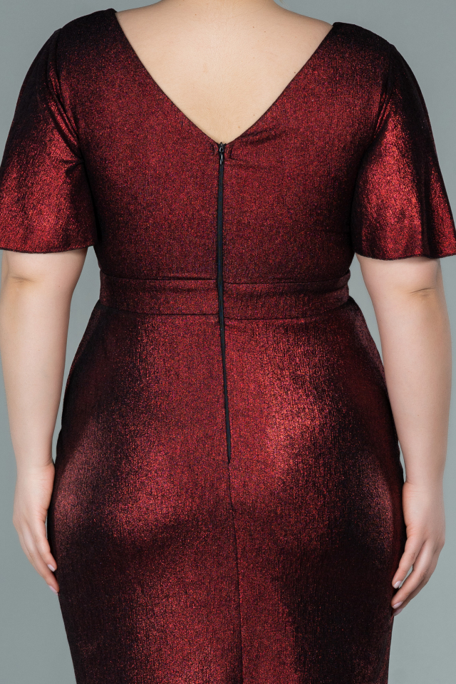 plus size burgundy bodycon dress Curvesoul Plus Size Drawstring Ruched Velvet Midi Dress main image 0