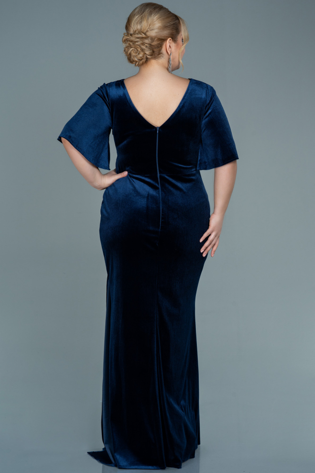 Plus size navy 2024 blue velvet dress