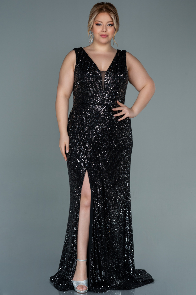 strapless open back dress Black Sequin Bow Tie Prom Dresses with Slit Spaghetti Strap Evening Dr   vigocouture