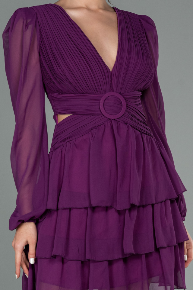purple short chiffon dress Zapaka Women Purple Floral Homecoming Dress with Ruffles A Line Off The Shoulder Printed Corset Cocktail Dress, Purple / US8