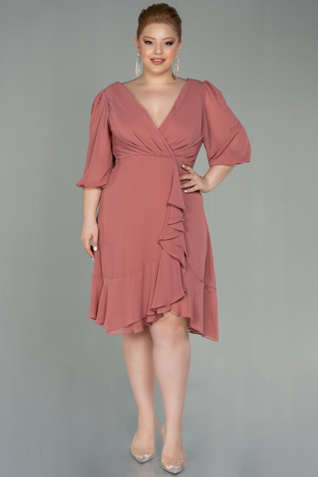 plus size short chiffon dresses Xpluswear Design Plus Size Vacation Multicolor Colorblock Round Neck Puff  Sleeve Short Sleeve Ruffle Chiffon Mini Dresses [Pre-Order]