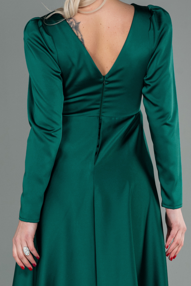 Long Emerald Green Satin Evening Dress ABU2166