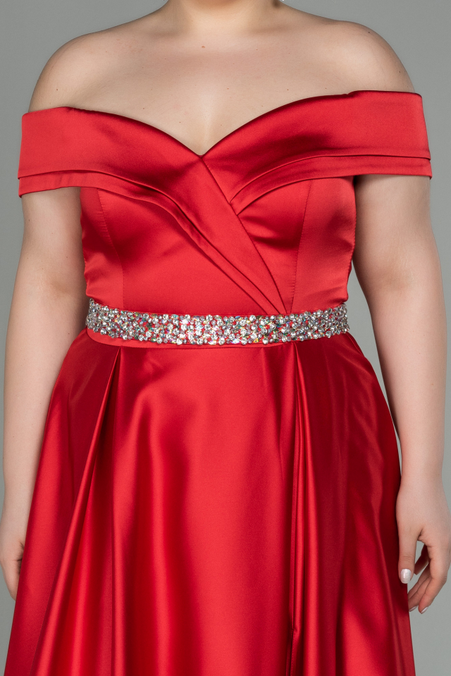 red engagement dress for bride SELENE / A Line Red Wedding Dress with Beaded Sparkling Bodice