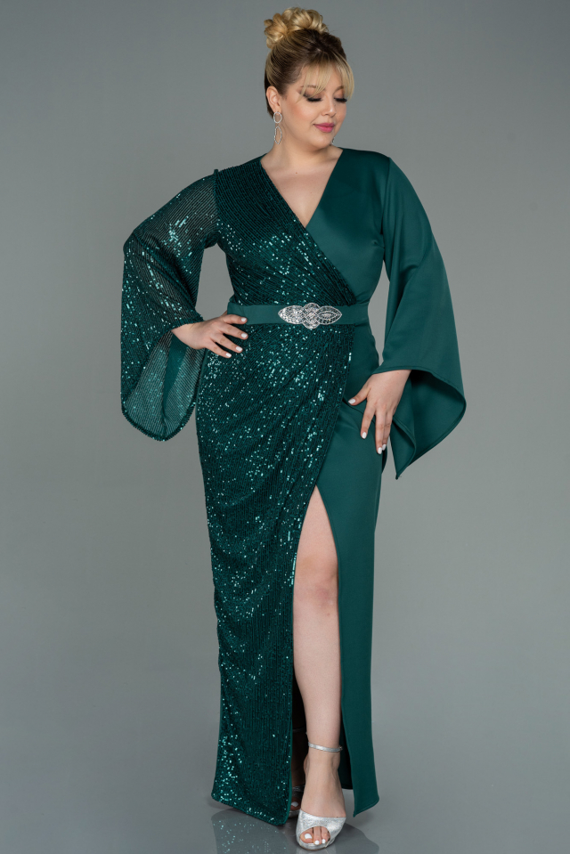 mac duggal formal dresses Sequined High Neck Flutter Sleeve A Line Gown