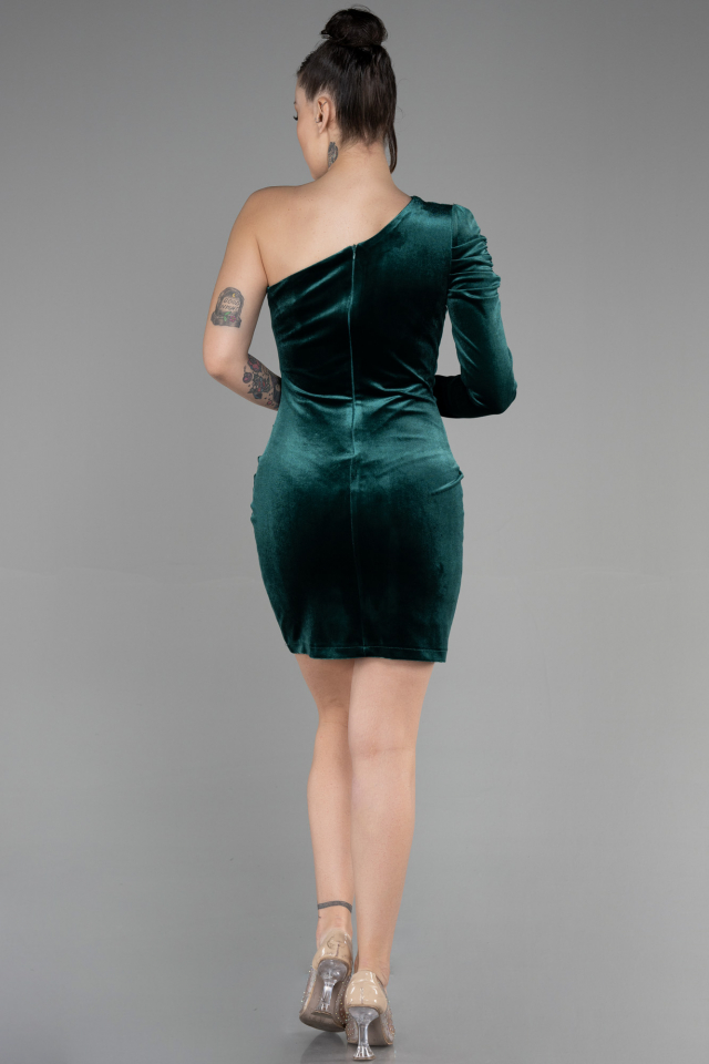 Short Emerald Green Velvet Invitation Dress ABK1886 | Abiyefon.com