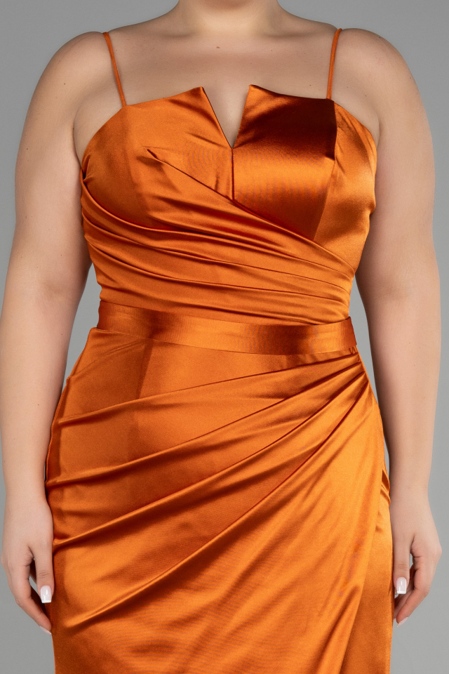 Long Orange Plus Size Graduation Dress ABU3481 | Abiyefon.com