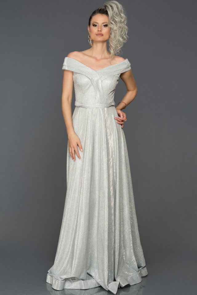 Long Silver Engagement Dress ABU319 | Abiyefon.com