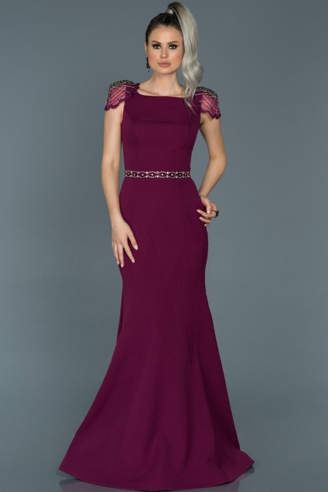 Long Plum Mermaid Evening Dress ABU509 | Abiyefon.com