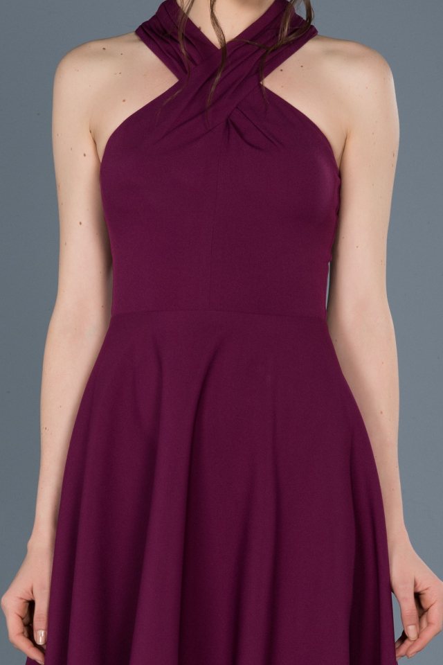 Short Plum Invitation Dress ABK392 | Abiyefon.com