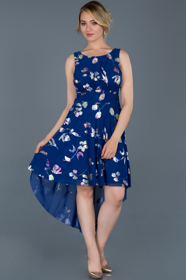 Front Short Back Long Sax Blue Prom Gown ABO035 | Abiyefon.com