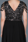 Long Black-Silver Plus Size Evening Dress ABU828