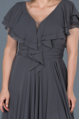 Long Anthracite Plus Size Evening Dress ABU032