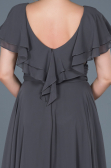 Long Anthracite Plus Size Evening Dress ABU032
