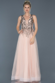 Long Powder Color Stony Evening Dress ABU878