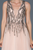 Long Powder Color Stony Evening Dress ABU878