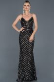 Black-Silver Long Mermaid Evening Dress ABU892