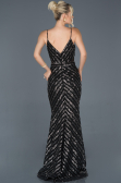 Black-Silver Long Mermaid Evening Dress ABU892