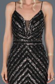 Black-Silver Long Mermaid Evening Dress ABU892