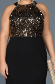 Black-Gold Long Oversized Evening Dress ABU743