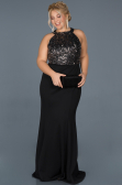 Long Black-Silver Oversized Evening Dress ABU743