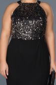 Long Black-Silver Oversized Evening Dress ABU743