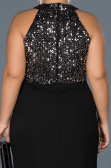Long Black-Silver Oversized Evening Dress ABU743