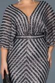 Long Anthracite Plus Size Evening Dress ABU900