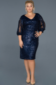 Short Navy Blue Plus Size Evening Dress ABK631