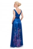 Uzun Saks Mavi Abiye Elbise ST5253