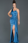 Long Indigo Satin Evening Dress ABU977