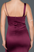 Long Cherry Colored Satin Evening Dress ABU977