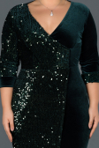 Short Emerald Green Plus Size Evening Dress ABK653