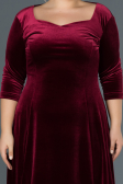 Midi Burgundy Plus Size Evening Dress ABK684