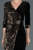 Short Black-Gold Invitation Dress ABK704